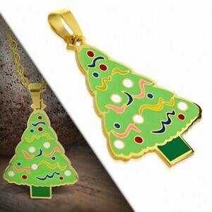 【送料無料】ジュエリー・アクセサリー エナメルクリスマスツリーペンダントpendentif sapin de noel en acier dore avec email couleur vert