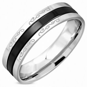【送料無料】ジュエリー・アクセサリー ステンレススチールリングトーンスパイラルデザインスチール6mm ?bague en acier inoxydable 2 tons spirale vigne design confort fit en acier