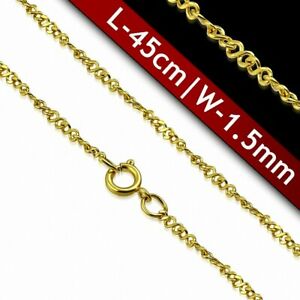 【送料無料】ジュエリー・アクセサリー ゴールデンステンレススチールチェーン45cm x 15mm ?chaine a maillons ovales torsades en acier inoxydable dore avec p