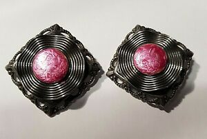 【送料無料】ジュエリー・アクセサリー ジュエルヴィンテージイヤリングシルバーメタルクリップセンターピンクイヤリングbijou vintage boucles doreilles clips metal argente centre rose earrings g1