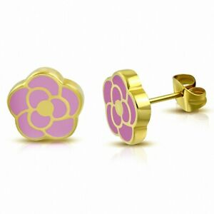 【送料無料】ジュエリー・アクセサリー イノックスダブピンクバライヤリングboucles doreilles en forme de fleur de rose emaille rose pale en acier inoxydab
