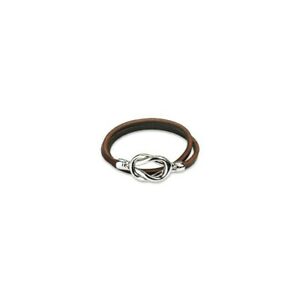 【送料無料】ジュエリー・アクセサリー ブラウンレザースチールブレスレットbracelet femme cuir brun et acier