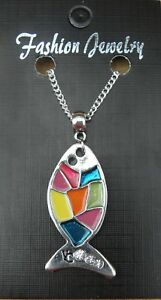 【送料無料】ジュエリー・アクセサリー カラフルクリスティフィッシュネックレスイエスシンボルサインブレロックcolore christe poisson collier 457cm ou 61cm jesus symbole signe breloque