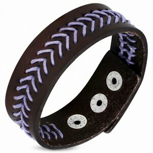 【送料無料】ジュエリー・アクセサリー パープルパープルブラウンレザーブレスレットbracelet pression en cuir marron veritable violet violet