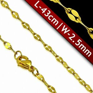 【送料無料】ジュエリー・アクセサリー フラットチェーンステンレス43cm x 25mm ?chaine a maillons ovales plats en acier inoxydable dore avec ferm