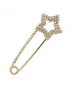 【送料無料】ジュエリー・アクセサリー スターピンゴールデンスチールホワイトストラスbroche epingle etoile acier dore et strass blanc