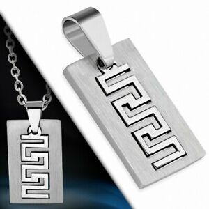 【送料無料】ジュエリー・アクセサリー ステンレスギリシャキーリングペンダントpendentif portecles grecque en 2 parties avec decoupe en acier inoxydable