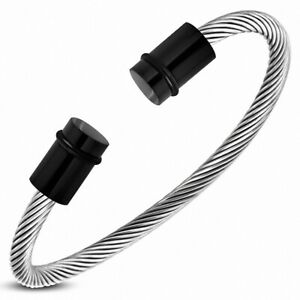 【送料無料】ジュエリー・アクセサリー ステンレススチールツイストケーブルスチールスチールカフブレスレットbracelet manchette torc en acier torsade pour cable torsade en acier inoxydable
