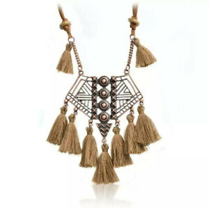【送料無料】ジュエリー・アクセサリー ポンポンジャンパーネックレスcollier long sautoir fantaisie pour femme bijou pompon marron ethnique