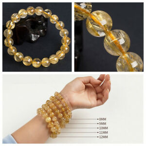 【送料無料】ジュエリー・アクセサリー ルチオーツクリスタルラウンドビーズブレスレット8mm natural gold rutilated quartz crystal round beads bracelet aaaahigh quality 12,766円