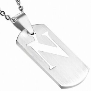 【送料無料】ジュエリー・アクセサリー アルファベットタグステンレスペンダントpendentif avec breloque alphabet n tag en 2 parties en acier inoxydable