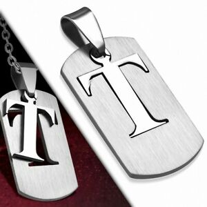 【送料無料】ジュエリー・アクセサリー アルファベットステンレスペンダントpendentif en forme de t avec un alphabet et une decoupe en acier inoxydable