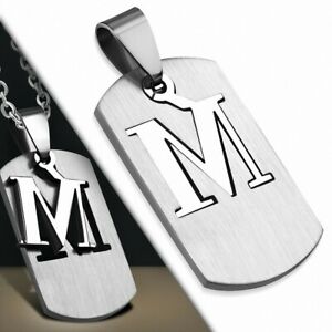 【送料無料】ジュエリー・アクセサリー アルファベットラベルペンダントステンレスpendentif en forme detiquette de lalphabet m en 2 parties en acier inoxydable