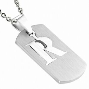 【送料無料】ジュエリー・アクセサリー ステンレスラベルペンダントpendentif en forme detiquette de lalphabet r en 2 parties en acier inoxydable