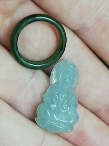 【送料無料】ジュエリー・アクセサリー ジェイドチャイナヴィンテージロットリングヒスイペンダントlot jade chinevintagebague jade epinardamp; amulettependentif bouddha sculpte