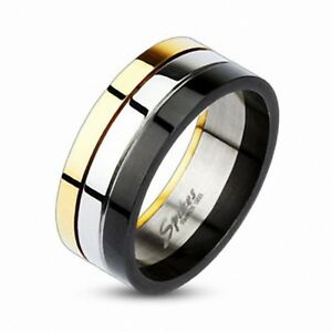 【送料無料】ジュエリー・アクセサリー トリコロールステンレススチールリングbague acier inoxydable tricolore