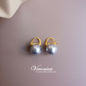 【送料無料】ジュエリー・アクセサリー ゴールデンイヤリンググレーパールスリーパーシンプルレトロboucles doreilles dore dormeuse perle gris 14mm simple retro dd16 13,305円