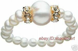 【送料無料】ジュエリー・アクセサリー ホワイトカルチャービーズクリスタルブレスレット78mm, blanc, perle de culture, cristal, bracelet, 19cm