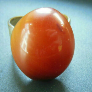 【送料無料】ジュエリー・アクセサリー ヴィンテージアゲートブラウンメタルリングjolie bague 1960 vintage agate brune metal ajustable