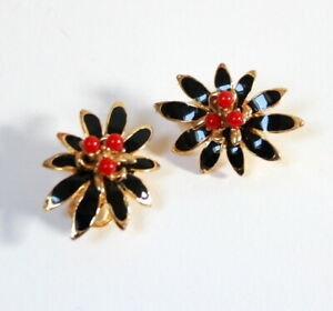 【送料無料】ジュエリー・アクセサリー イヤリングエナメルメタルフラワークリップboucles doreilles clips fleurs en metal emaille