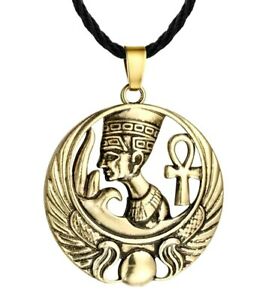 【送料無料】ジュエリー・アクセサリー エジプトペンダントネフェルティティクロワアンクブロンズcollier pendentif egypte nefertiti croix ankh, bronze dore
