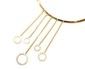 【送料無料】ジュエリー・アクセサリー マルチチェーンゴールデンメタルストラスサークルファイントルクネックレスcc1655e collier fine torque avec multichaines metal dore et cercles strass