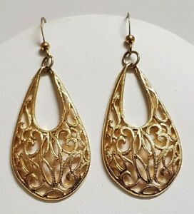 【送料無料】ジュエリー・アクセサリー ヴィンテージジュエリーゴールドイヤリングbijoux vintage boucles doreilles metal dore filigrane h3