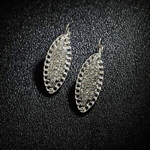 【送料無料】ジュエリー・アクセサリー シルバースリーパーイヤリングオーバルオリーブパヴェシートクリスタルレトロboucles doreilles dormeuse argente ovale olive feuille pave cristal retro bb5