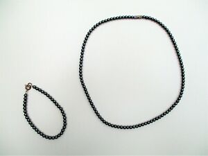 【送料無料】ジュエリー・アクセサリー ヴィンテージネックレスヘマタイトビーズブレスレットensemble vintage collier et bracelet fantaisie de perles hematite