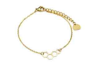 【送料無料】ジュエリー・アクセサリー チャームビーハイブゴールデンスチールビーファインチェーンブレスレットbc2469f bracelet fine chaine avec charm ruche abeille acier dore