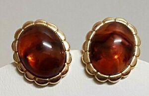 【送料無料】ジュエリー・アクセサリー ヴィンテージジュエリーイヤリングレジンアンバーゴールドメタルbijoux vintage boucles doreilles resine effet ambre metal dore h3