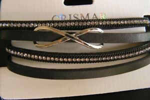 【送料無料】ジュエリー・アクセサリー ブレスレットインサーラウンドnouveau bracelet acier inoxydable et cuir 2 tours de poignet neuf noir