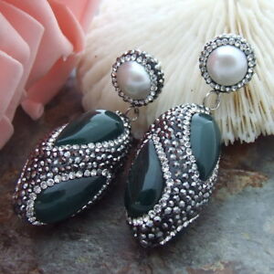 【送料無料】ジュエリー・アクセサリー ホワイトパールアゲートイヤリングスタッドab070713?white pearl agate earringscz stud