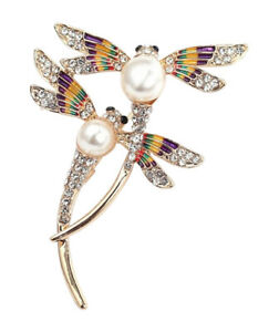 【送料無料】ジュエリー・アクセサリー ピンピンゴールデンスチールカップルトンボbroche epingle acier dore couple libellule et perles