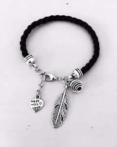 【送料無料】ジュエリー・アクセサリー ブレスレットジュエリーアイデアブレスレットbracelet noir plume avec perle a parfumer, bracelet femme, bijoux, idee cadeau