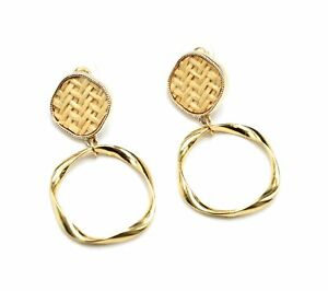 【送料無料】ジュエリー・アクセサリー イヤリングロサンゲローティンサークルコンターメタルトーアーズbo1561f boucles doreilles losange rotin tisse et cercle contour metal tors