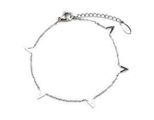 【送料無料】ジュエリー・アクセサリー マルチチャームシェブロンシルバースチールファインチェーンブレスレットbc2447e bracelet fine chaine avec multi charms chevrons acier argente