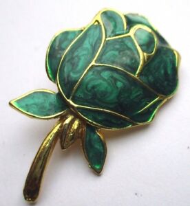 【送料無料】ジュエリー・アクセサリー レトロブローチゴールドエナメルヴィンテージジュエルバラbroche bijou retro couleur or fleur la rose avec email vert bijou vintage 1807