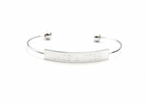 【送料無料】ジュエリー・アクセサリー メッセージオープンシルバースチールブレスレットbc1945f bracelet jonc ouvert acier argente avec rectangle message make a wish