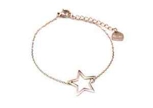 【送料無料】ジュエリー・アクセサリー チャームスターゴールドスチールファインチェーンブレスレットbc2434f bracelet fine chaine avec charm etoile contour acier or rose