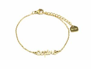 【送料無料】ジュエリー・アクセサリー チャームコパインゴールデンスチールファインチェーンブレスレットbc2962f bracelet fine chaine avec charm copine acier dore