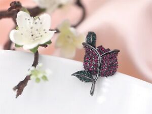 【送料無料】ジュエリー・アクセサリー ブローチロットシルバーブラックフラワーローズグリーンリーフクラスbroche lot de 2 argente noir fleur rose feuille vert class xz6