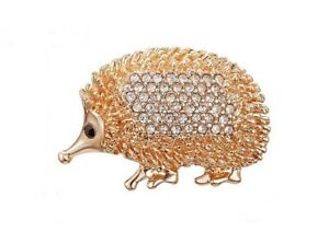 【送料無料】ジュエリー・アクセサリー ハリネズミハリネズミゴールデンスチールホワイトクリスタルストラスbroche mignon herisson acier dore et strass cristal blanc