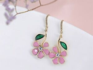 【送料無料】ジュエリー・アクセサリー イヤリングゴールデンフローラルリーフピンクレトロboucles doreilles dore floral feuille enamel rose vert retro xx25