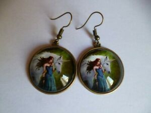 【送料無料】ジュエリー・アクセサリー ブロンズカボションユニコーンバッグboucles doreilles pendantes bronze cabochon fee licorne 25mm pochette cadeau
