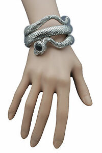 【送料無料】ジュエリー・アクセサリー コブラスネークシルバーメタルファッションカフラッピングブレスレットfemme mode manchette bracelet enveloppant autour cobra serpent argent metal