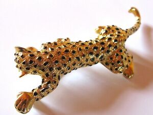 【送料無料】ジュエリー・アクセサリー ヴィンテージヒョウラインストーンエナメルブローチvintage broche email strass leopard signe