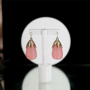 【送料無料】ジュエリー・アクセサリー ゴールデンイヤリングビッグピンクドロップレジンレトロクラスboucles doreilles crochet dore gros goutte rose resine retro class qd5