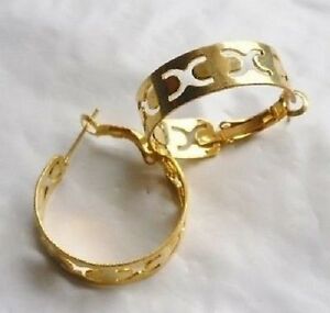【送料無料】ジュエリー・アクセサリー ヴィンテージイヤリングゴールドカラーリングboucles doreilles percees bijou vintage anneaux couleur or ajoures en x *4600