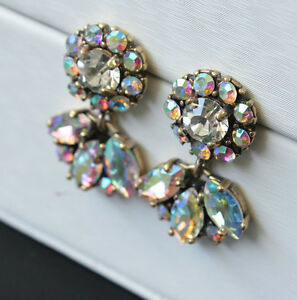 【送料無料】ジュエリー・アクセサリー イヤリングゴールデンスモールフラワークリスタルマルチカラーレトロboucles doreilles clous dore petit fleur ab cristal multicolore retro bb1